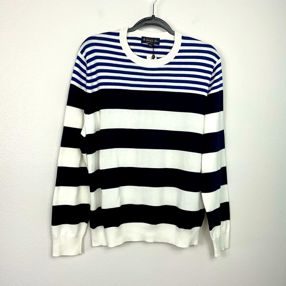Brooks Brothers Crewneck Striped Long Sleeve Cotton Sweater